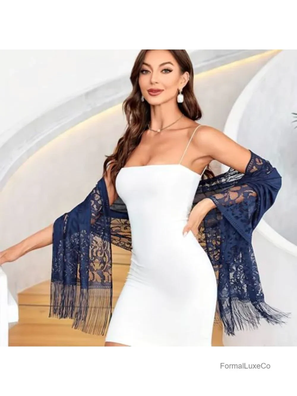 Lace Floral Shawls & Wraps for Women Evening Wedding Bridal Scarf